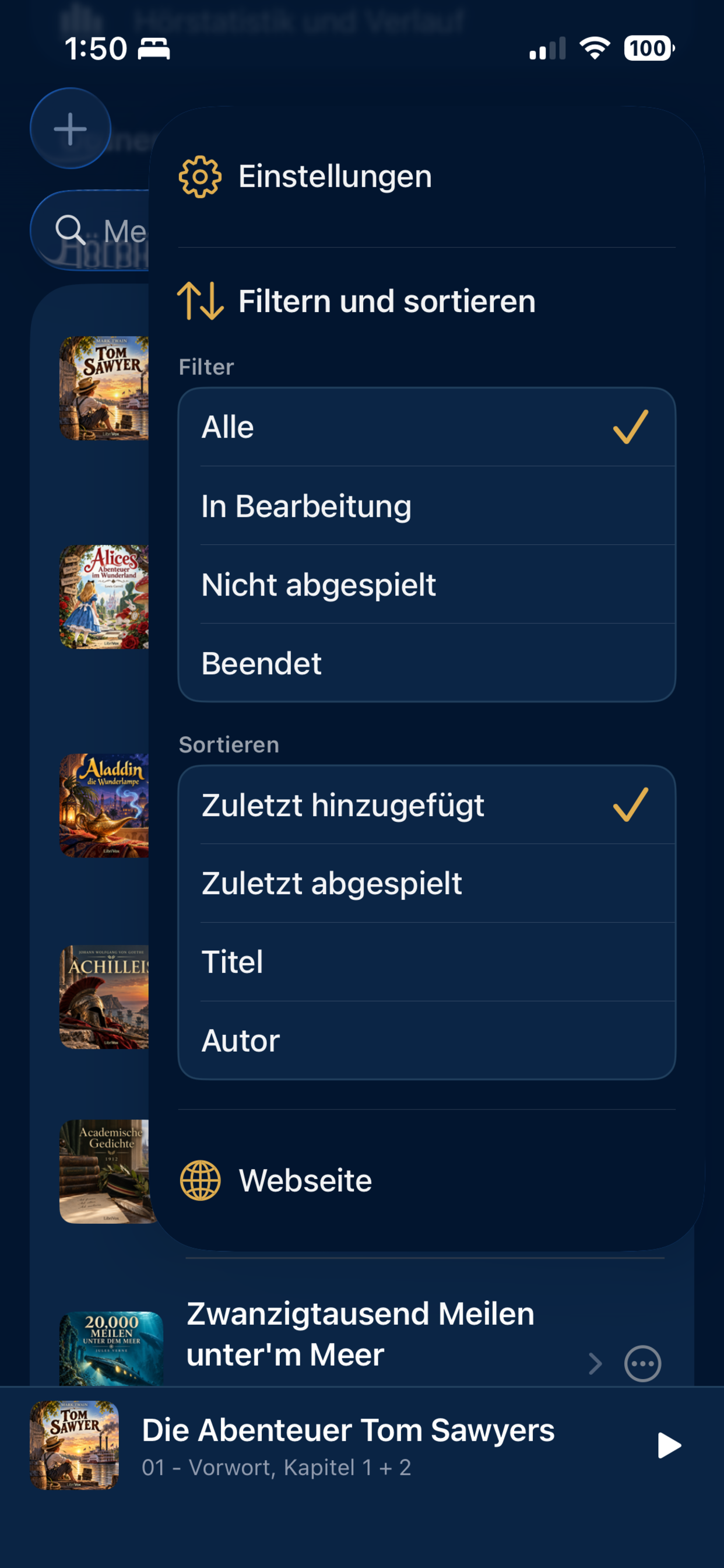 Wiedergabefunktionen in Kirshigo