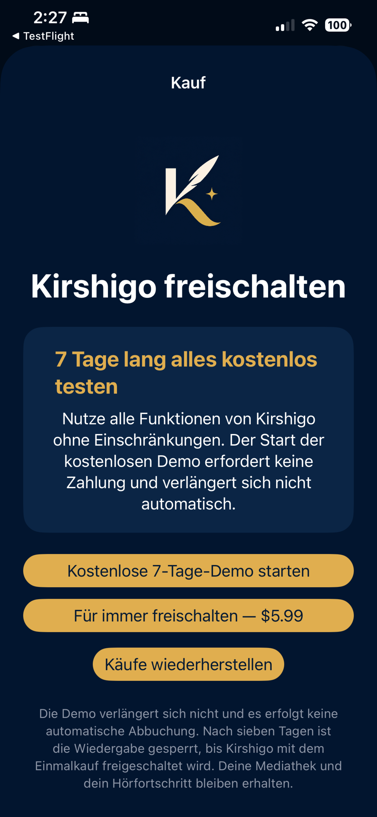 Kirshigo-Einstellungen